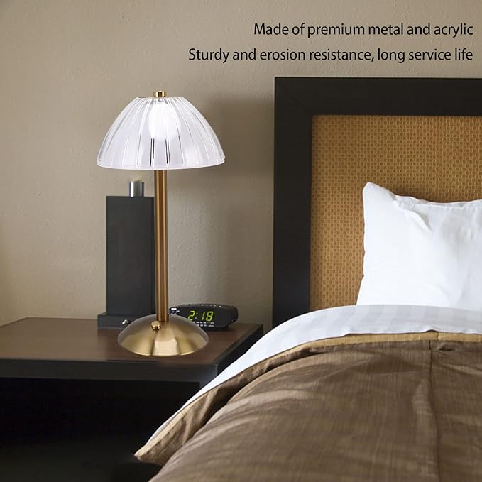 Modern Gold Table Lamp with Pleated Shade